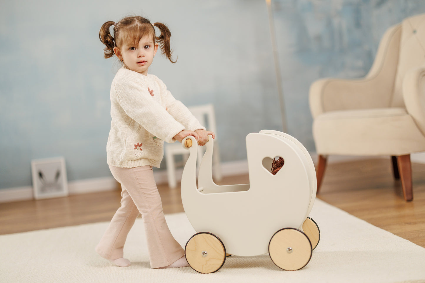 Luxury doll stroller brown