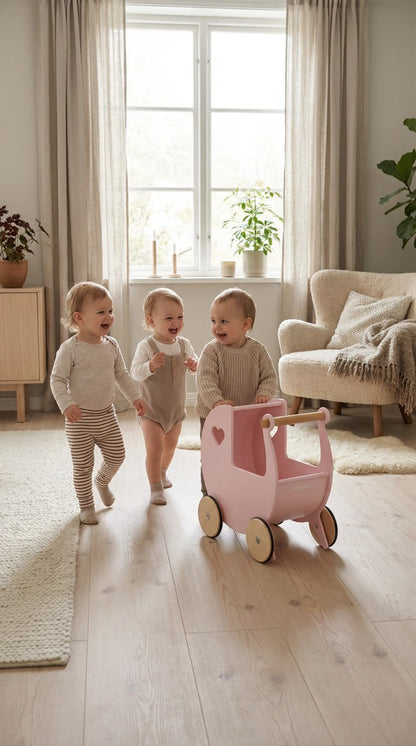 Luxury doll stroller brown